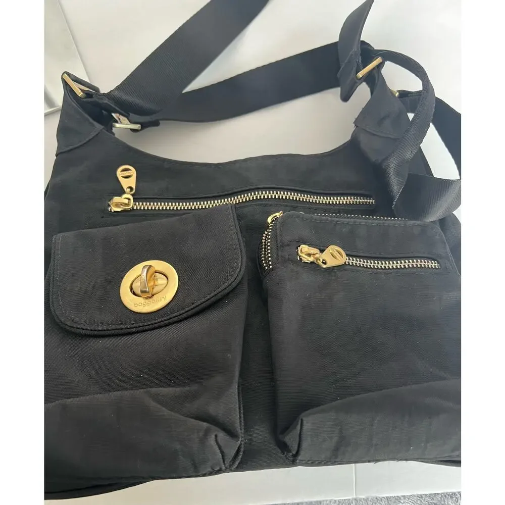Baggallini San Marino Black‎ Nylon Satchel Tote Shoulder Travel Bag
